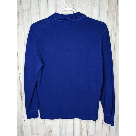 Polo Ralph Lauren Pullover Mens Medium BLUE 1/4 Zipper Sweater Shirt Pony Logo - Picture 6 of 9